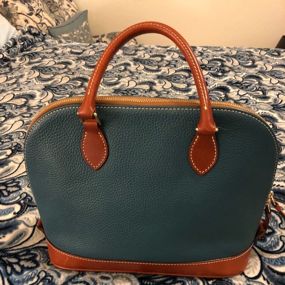 pebble grain teal green satchel &matching wallet. - Picture 3 of 8